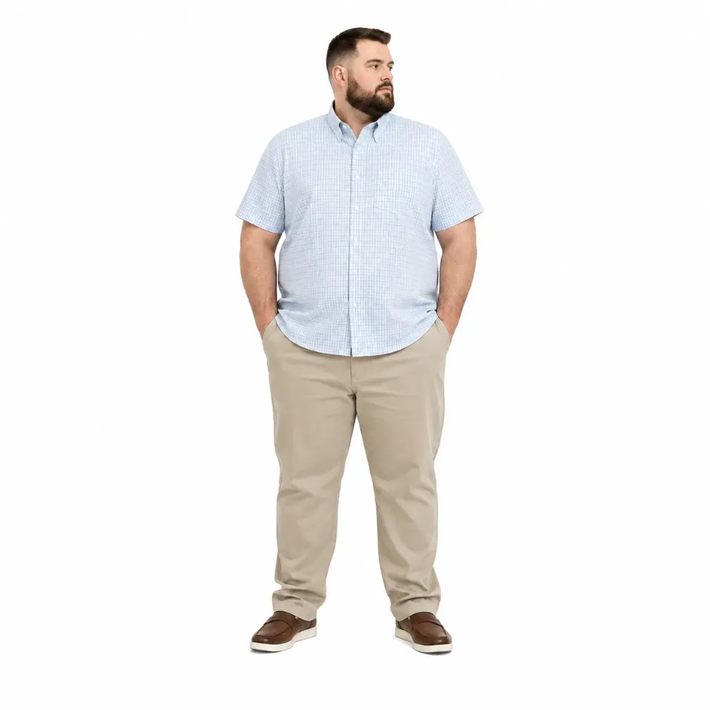 Camisa Manga Corta Celeste Patrón Van Heusen - Tallas Grandes