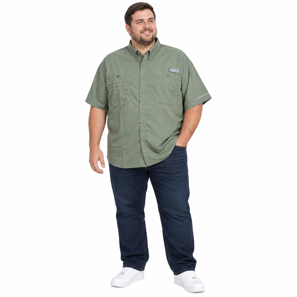 Camisa Manga Corta Columbia Tamiami - Tallas Grandes (Beige, 1XL)