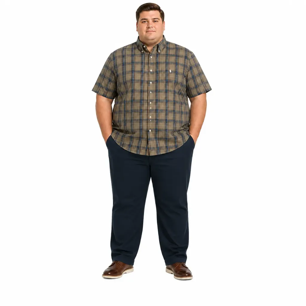 Camisa Manga Corta Cuadros US Polo Assn - Tallas Grandes