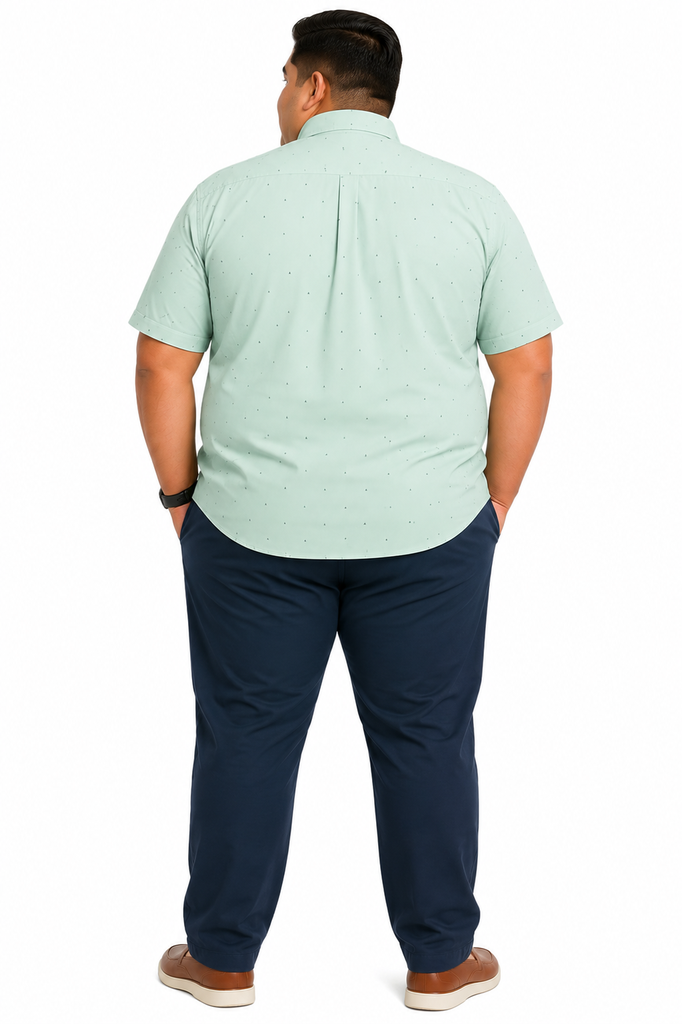 Camisa Manga Corta Estampada Verde Con Puntos Magnus - Tallas Grandes