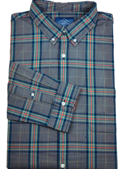 Camisa Manga Larga Con Bolsillo Cuadros St. John's Bay - Tallas Grandes