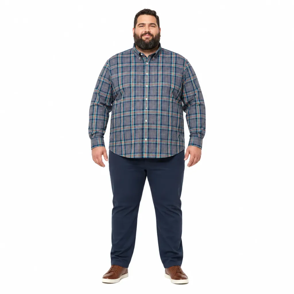Camisa Manga Larga Con Bolsillo Cuadros St. John's Bay - Tallas Grandes
