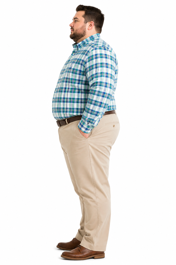 Camisa Manga Larga Corte Semi Ajustado Cuadros Nautica - Tallas Grandes