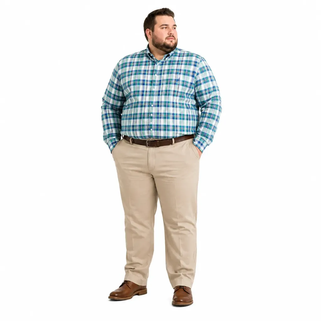 Camisa Manga Larga Corte Semi Ajustado Cuadros Nautica - Tallas Grandes