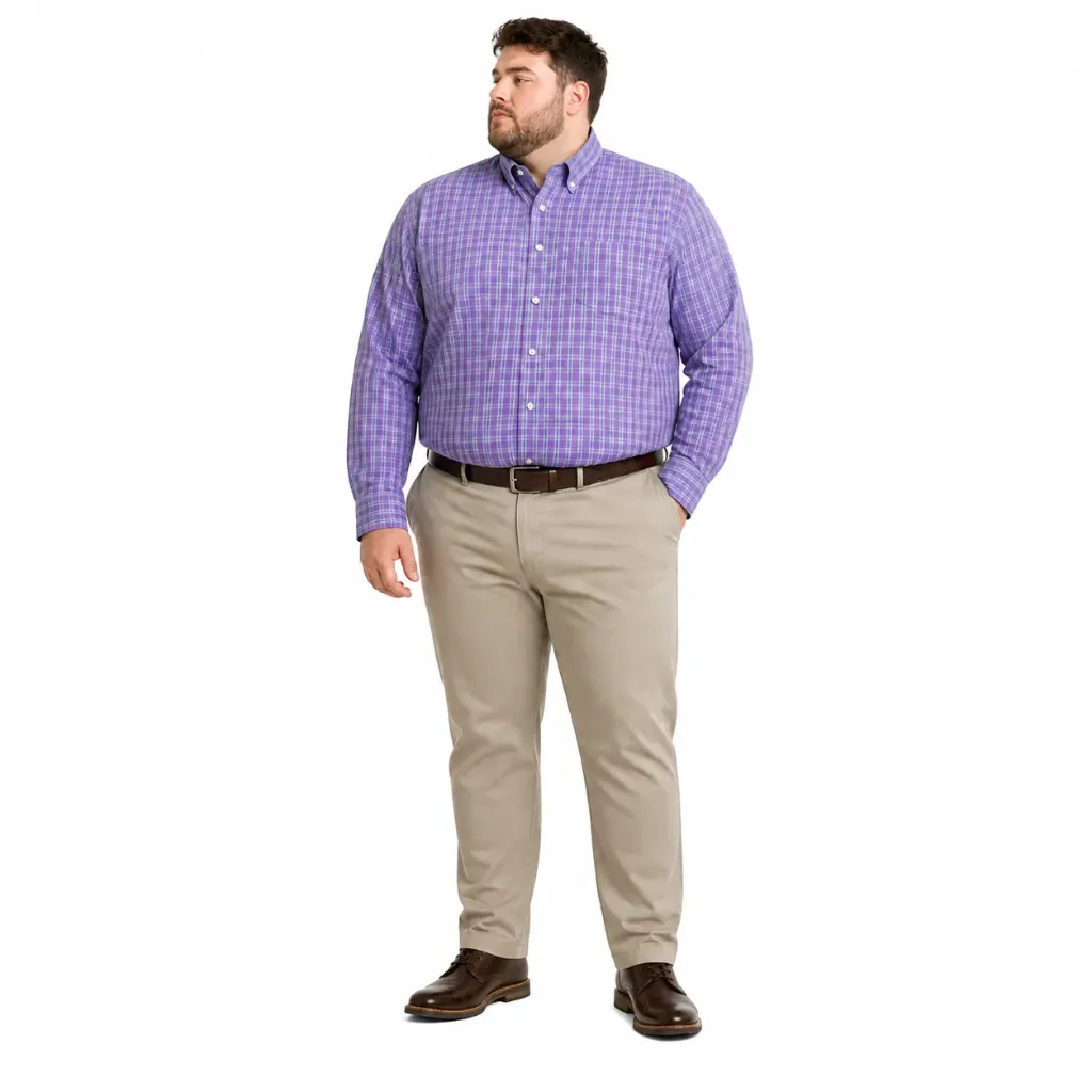 Camisa Manga Larga Cuadros Medianos Pequeños IZOD - Tallas Grandes