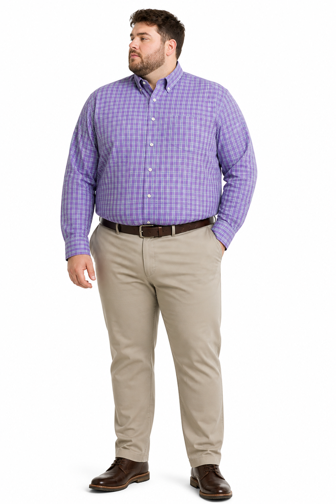 Camisa Manga Larga Cuadros Medianos Pequeños IZOD - Tallas Grandes