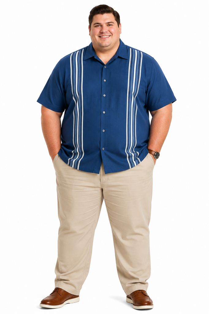 Camisa Manga Corta Café Luna - Tallas Grandes (Azul)