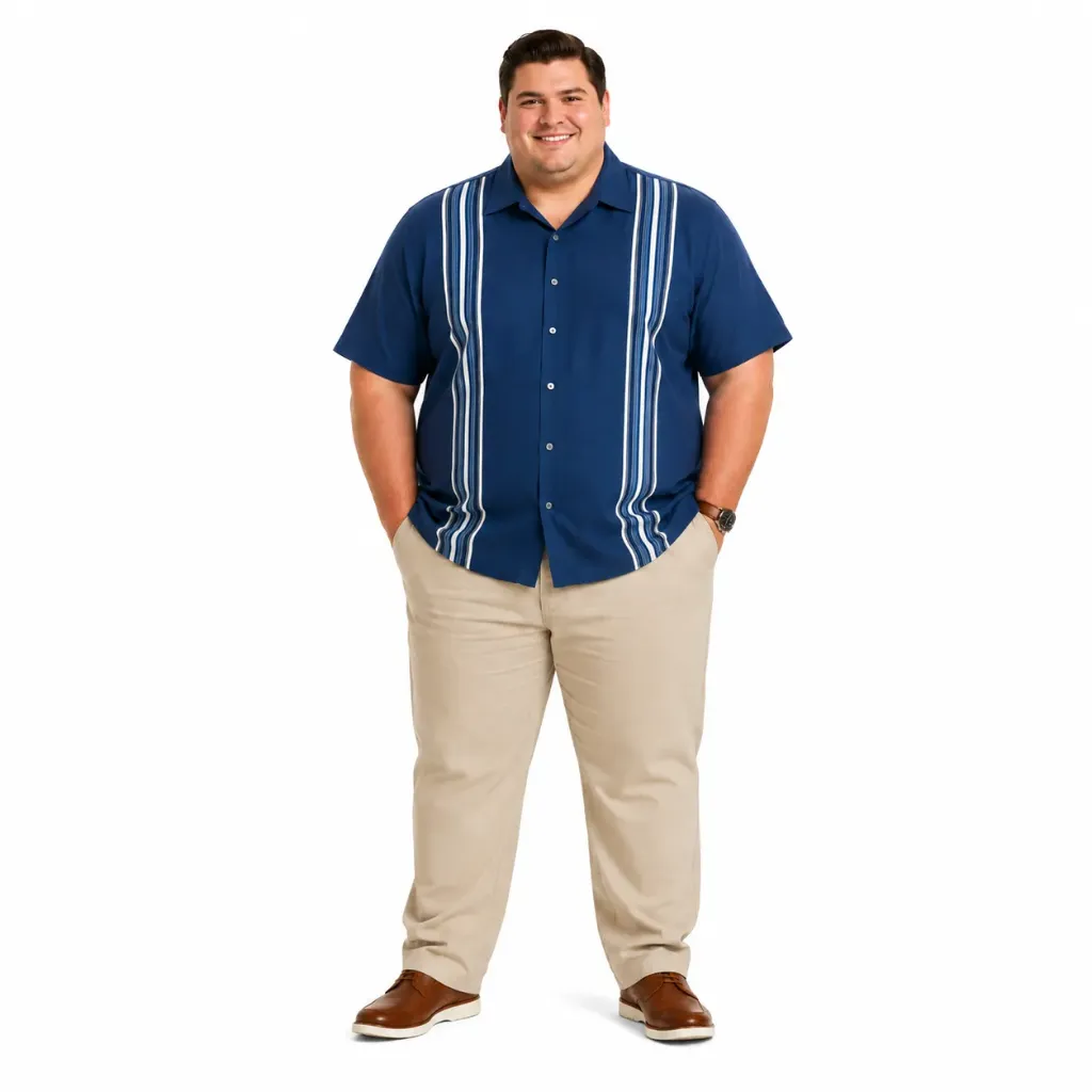 Camisa Manga Corta Café Luna - Tallas Grandes (Azul)