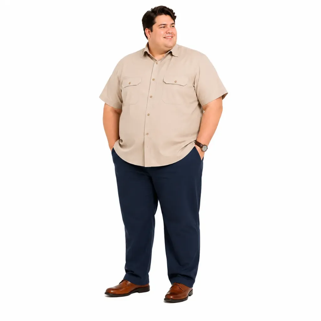 Camisa Manga Corta Con Dos Bolsillos Magnus - Tallas Grandes