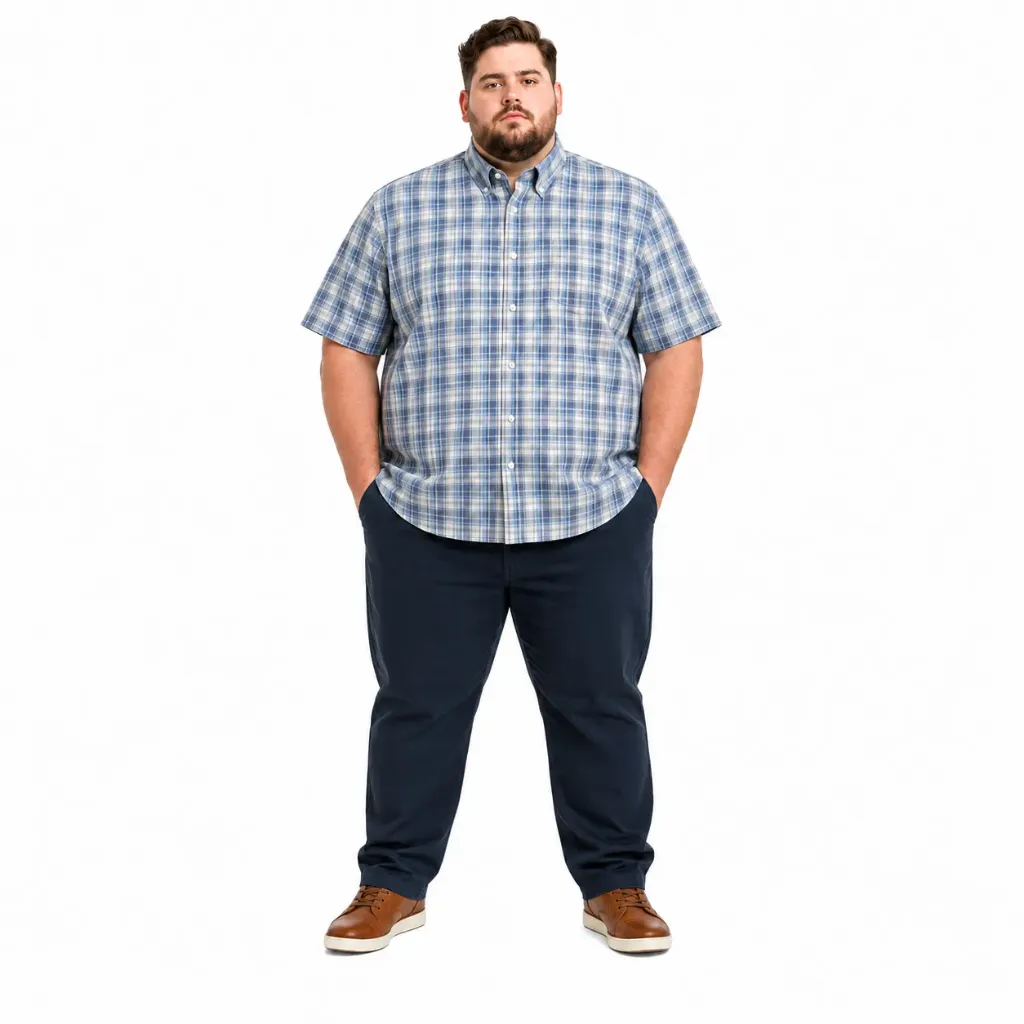 Camisa Manga Corta Cuadros George - Tallas Grandes