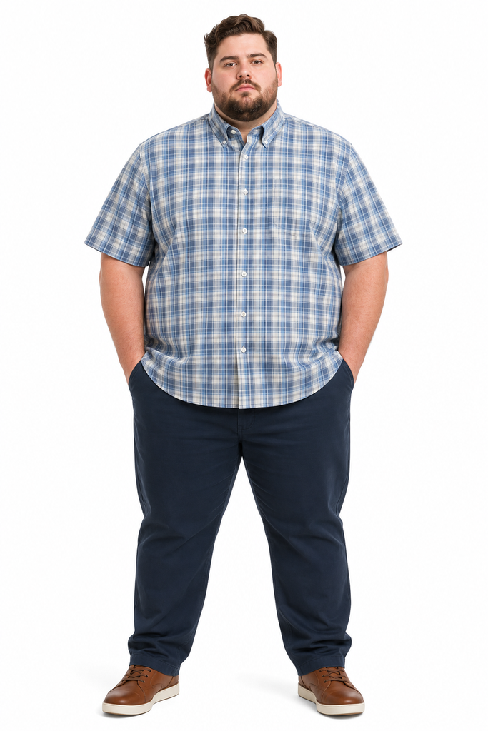 Camisa Manga Corta Cuadros George - Tallas Grandes