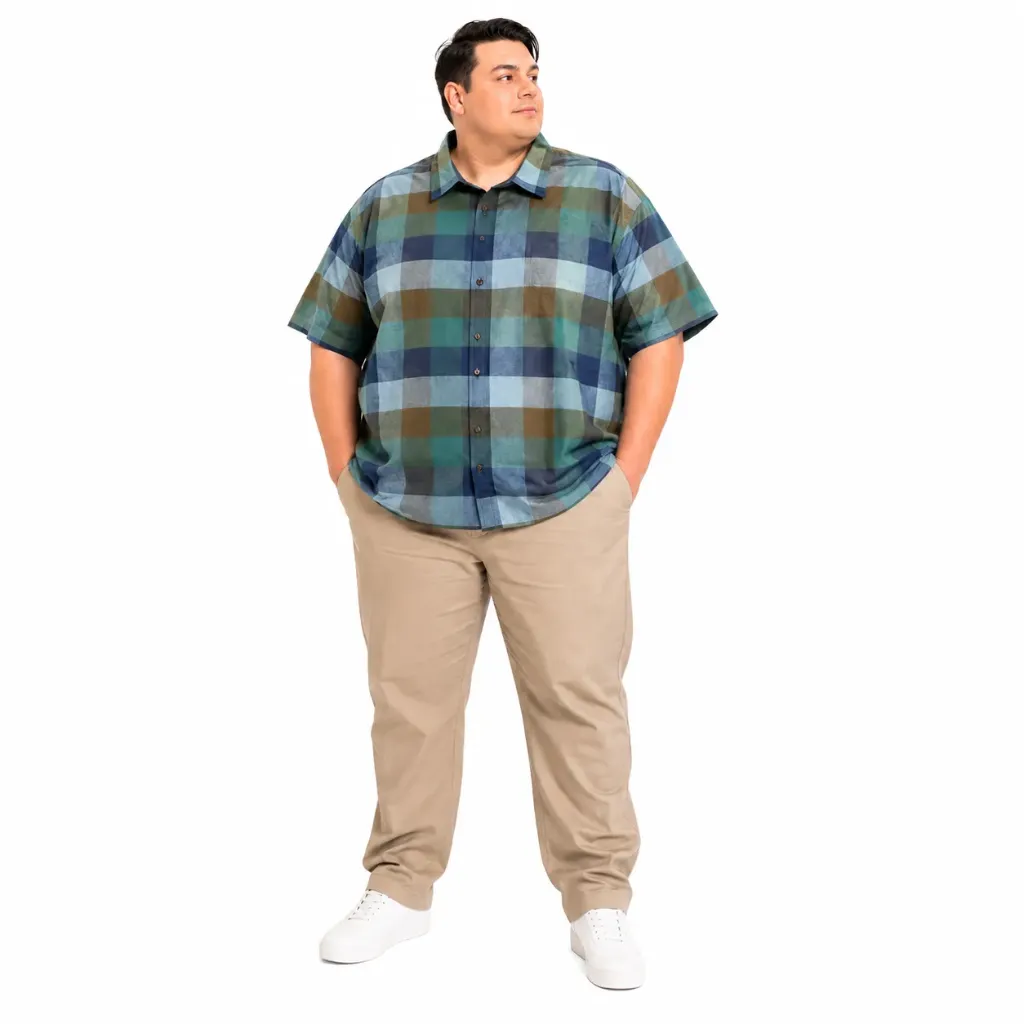Camisa Manga Corta Cuadros Mutual Weave - Tallas Grandes