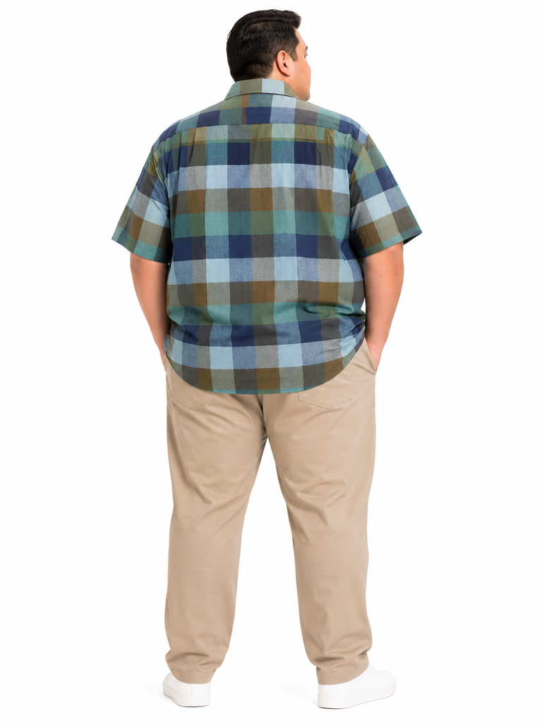 Camisa Manga Corta Cuadros Mutual Weave - Tallas Grandes