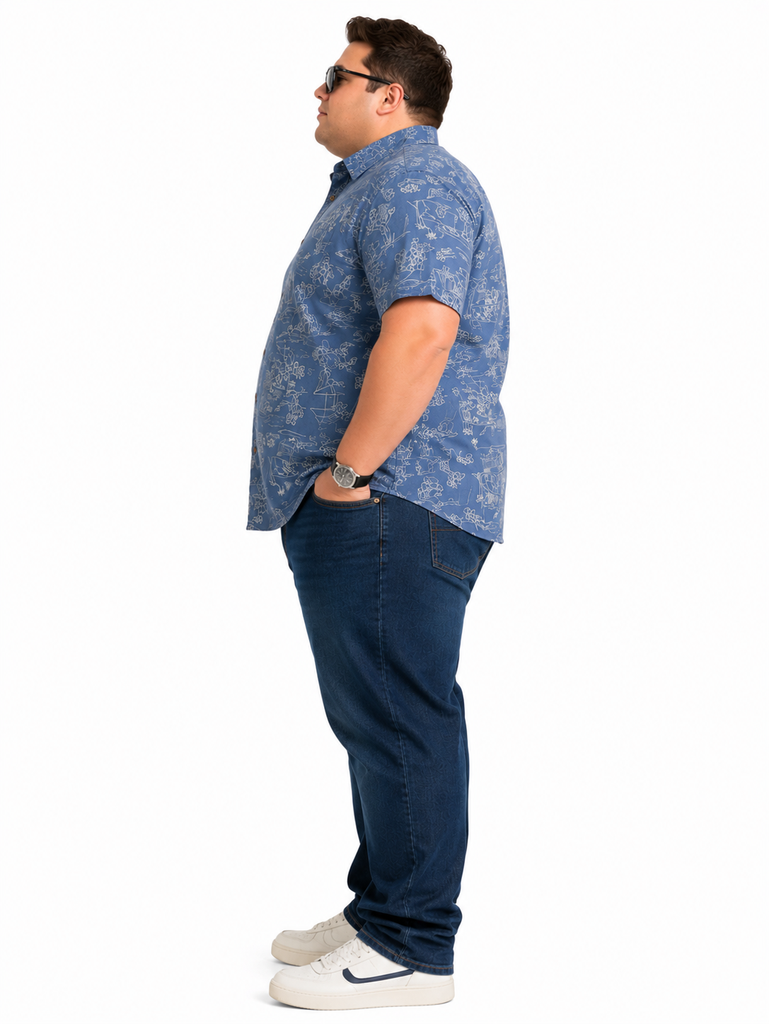 Camisa Manga Corta Estampado Tropical George - Tallas Grandes