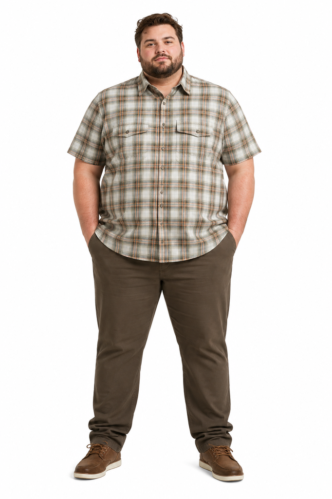 Camisa Manga Corta Jockey - Tallas Grandes (Beige, 2XL)