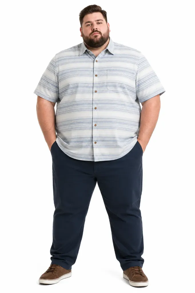 Camisa Manga Corta Rayas George - Tallas Grandes