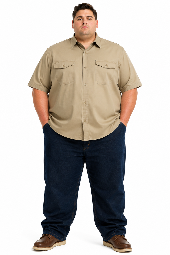 Camisa Manga Corta Wrangler - Tallas Grandes (Beige, 5XL)