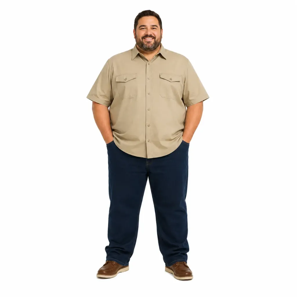 Camisa Manga Corta Wrangler - Tallas Grandes (Beige, 5XL)