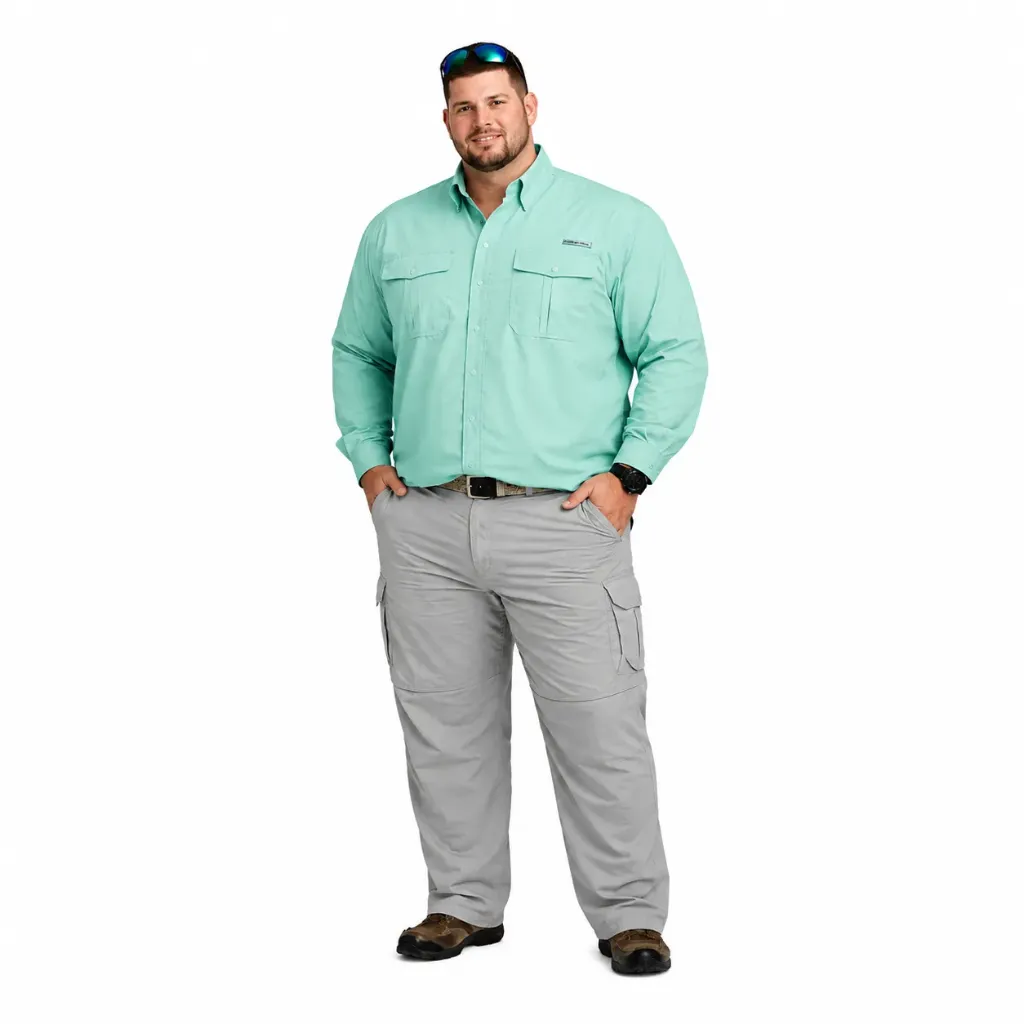 Camisa Manga Larga Columbia Bahama  - Tallas Grandes (Verde, 2XL)