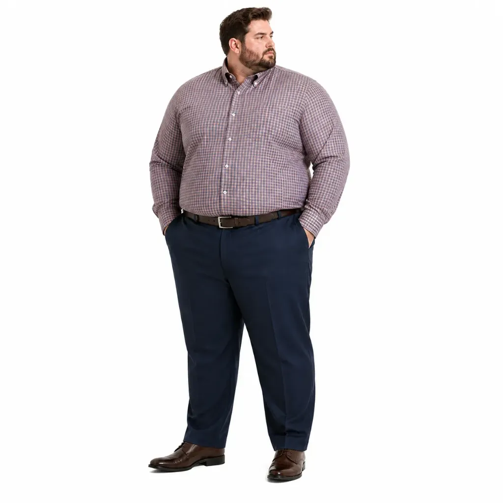 Camisa Manga Larga Con Bolsillo Cuadros Mutual Weave - Tallas Grandes