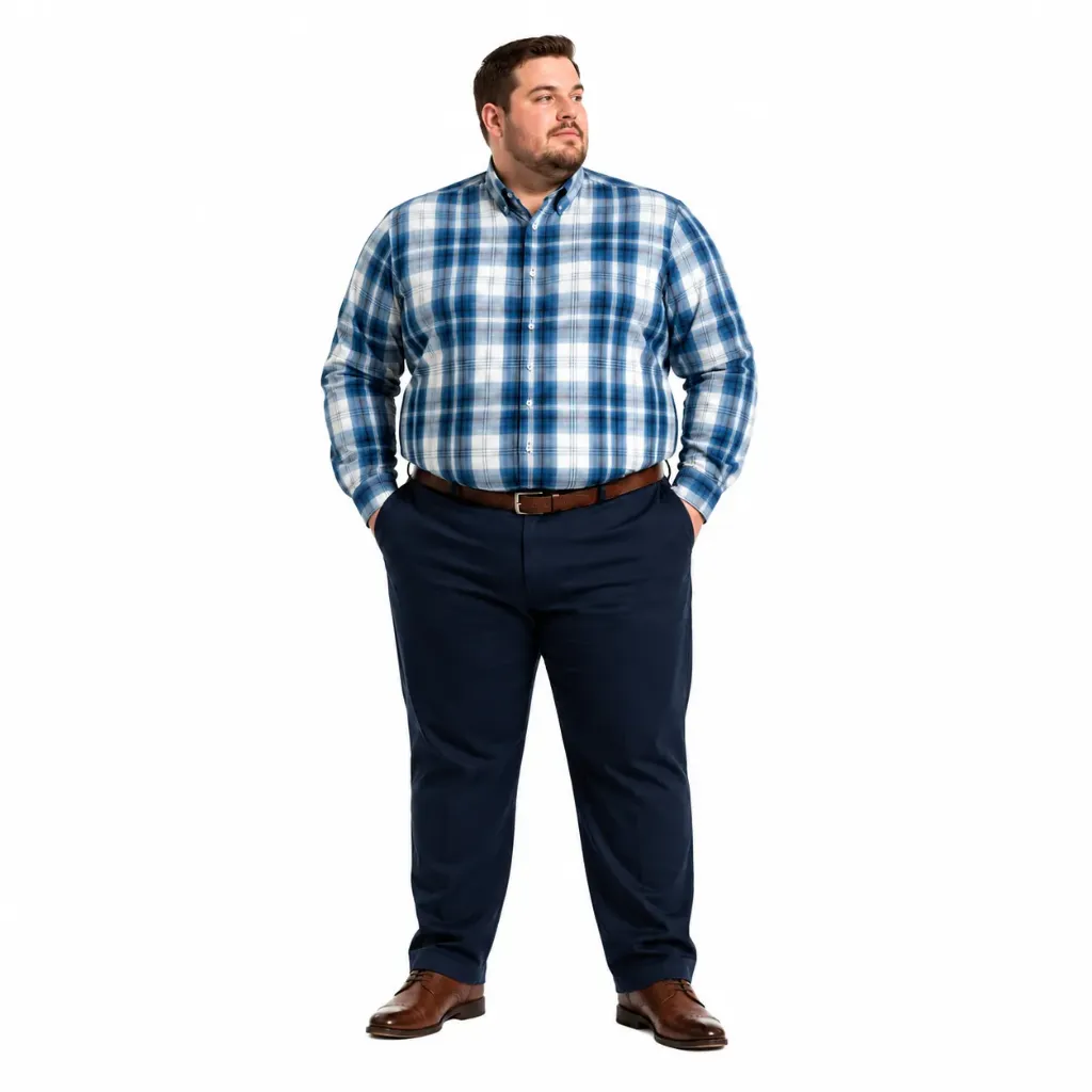 Camisa Manga Larga Con Bolsillo Cuadros Van Heusen - Tallas Grandes