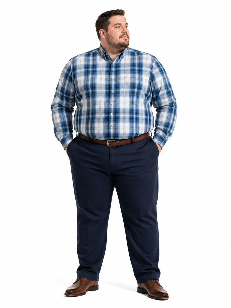 Camisa Manga Larga Con Bolsillo Cuadros Van Heusen - Tallas Grandes