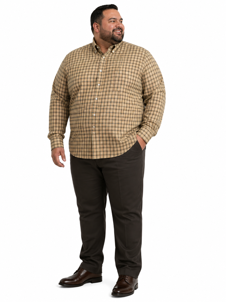 Camisa Manga Larga Cuadros Amarillo/Morado Magnus - Tallas Grandes