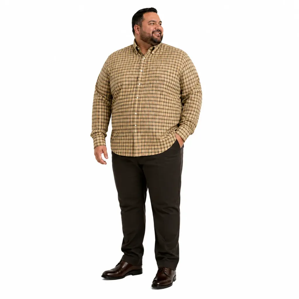 Camisa Manga Larga Cuadros Amarillo/Morado Magnus - Tallas Grandes (Amarillo, 4XL)