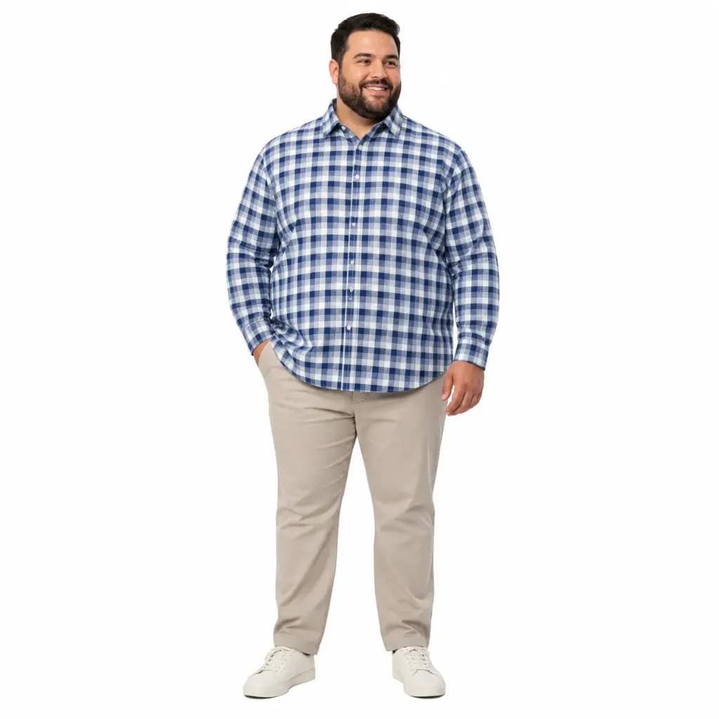 Camisa Manga Larga Cuadros Mutual Weave - Tallas Grandes