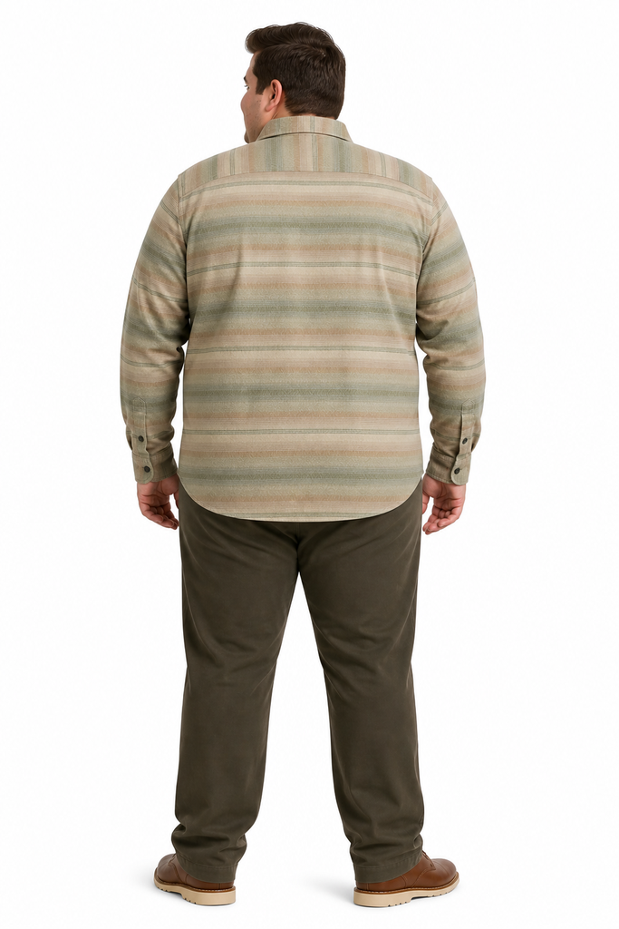 Camisa Manga Larga Líneas Horizontales Wrangler - Tallas Grandes (Beige, 2XL)