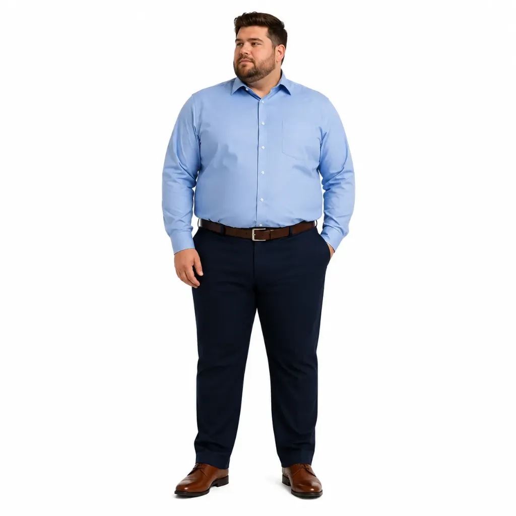 Camisa Manga Larga Slim Magnus - Tallas Grandes (Celeste, 1XL)