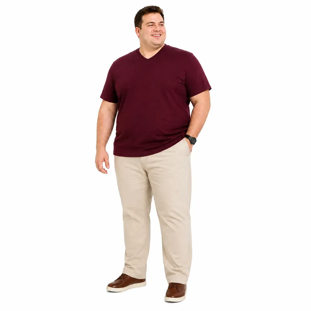 Playera Cuello en V Stretch Goodfellow - Tallas Grandes (Corinto, 4XL)