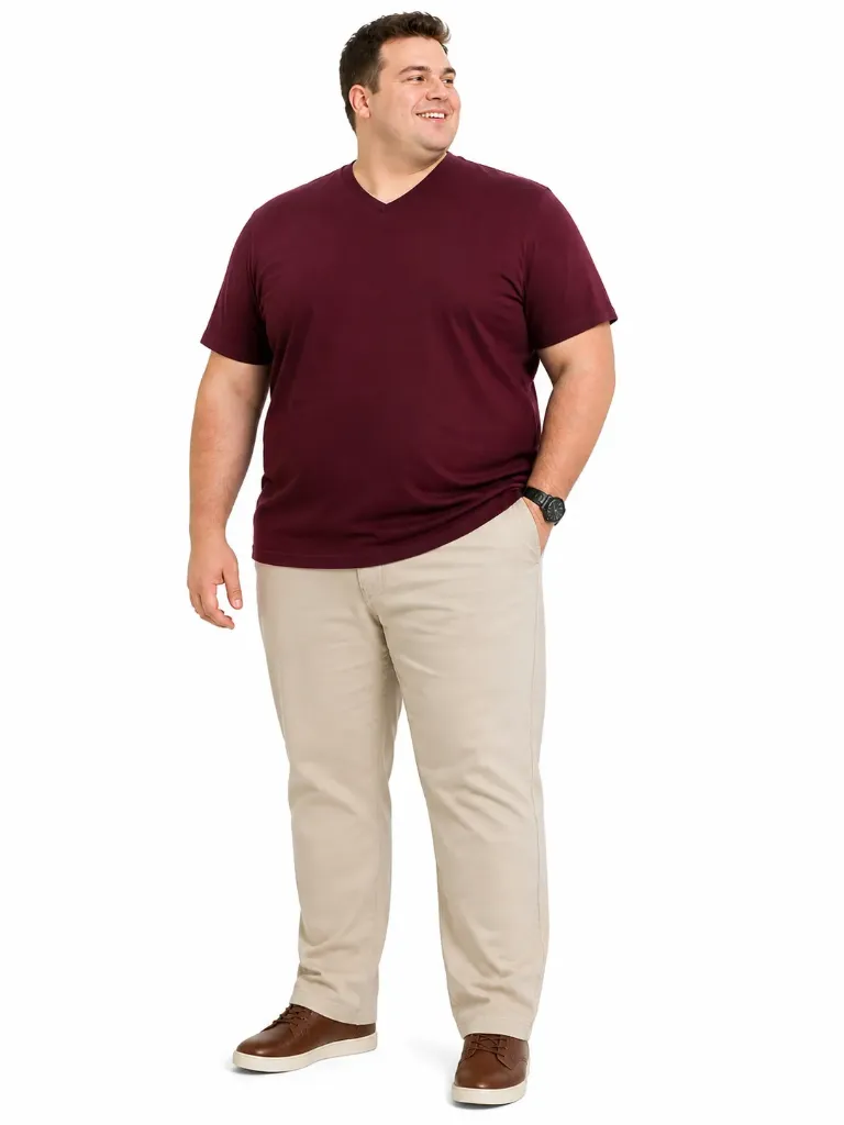 Playera Cuello en V Stretch Goodfellow - Tallas Grandes (Corinto, 4XL)