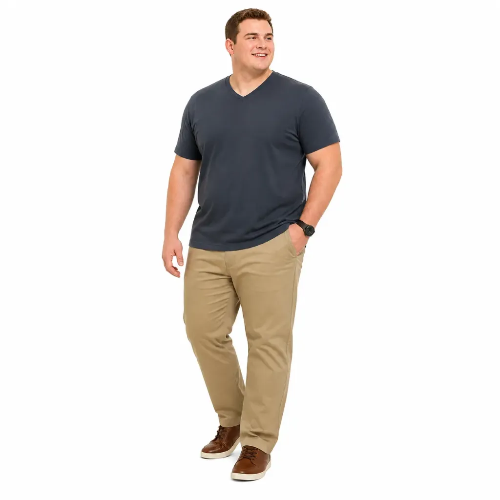 Playera Cuello en V Stretch Goodfellow - Tallas Grandes (Azul)