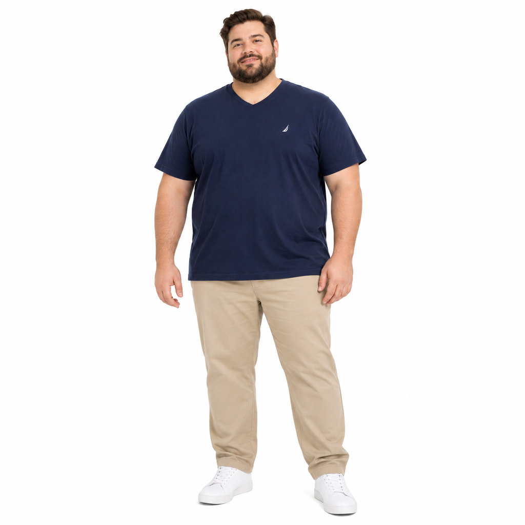 Playera Cuello en V Stretch Nautica - Tallas Grandes