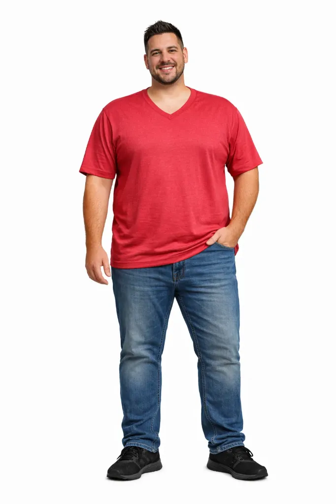 Playera Cuello en V Stretch St. John's Bay - Tallas Grandes (Rojo, 3XL)