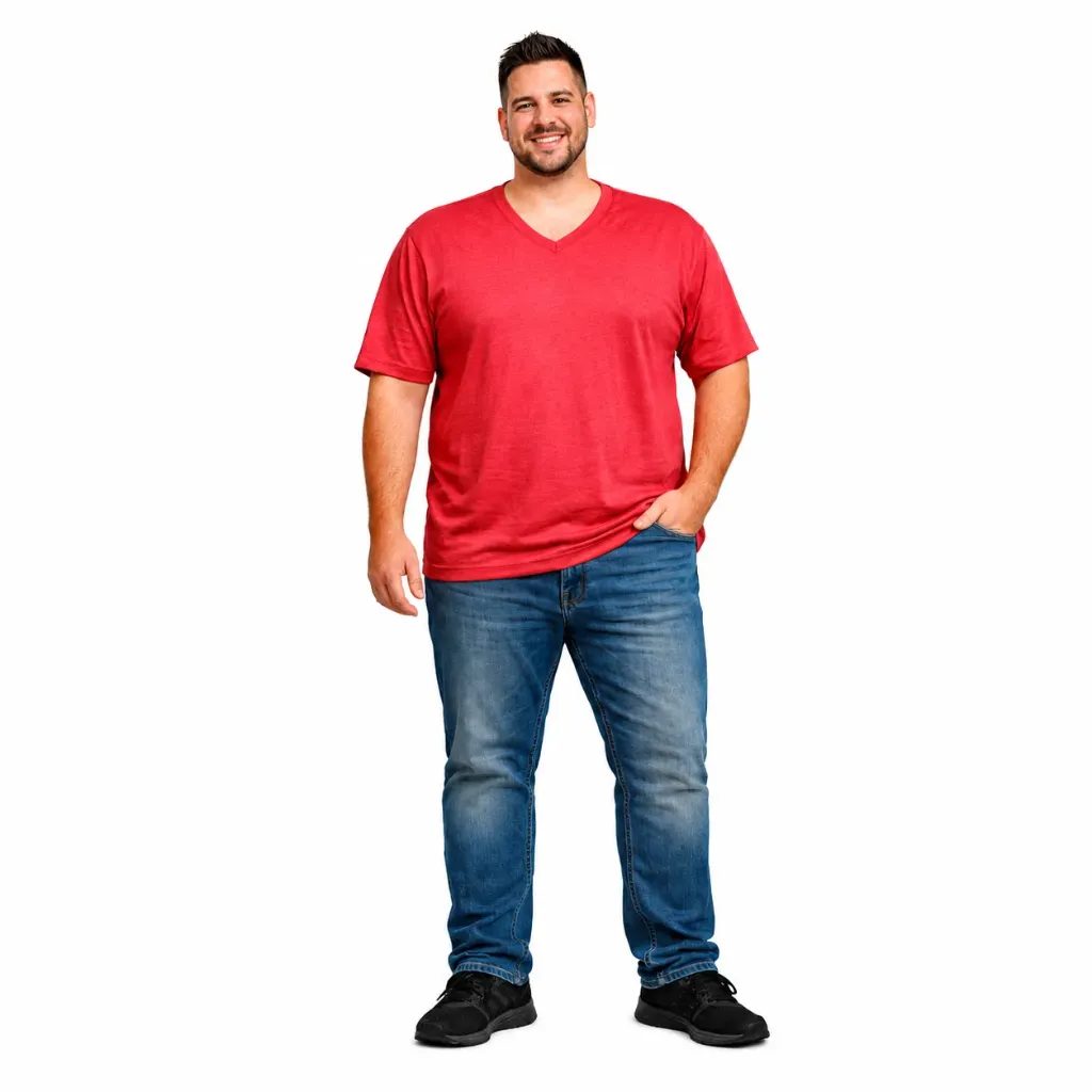 Playera Cuello en V Stretch St. John's Bay - Tallas Grandes (Rojo, 3XL)