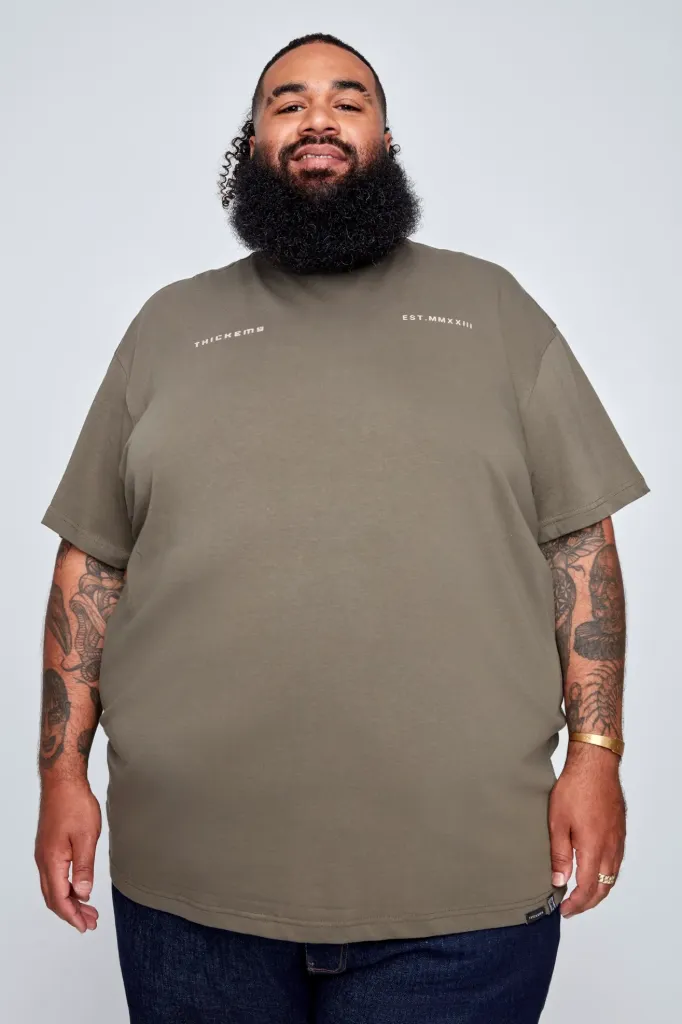 Playera Gráfica Cuadrado Espalda Thickems - Tallas Grandes (Verde, 1XL)