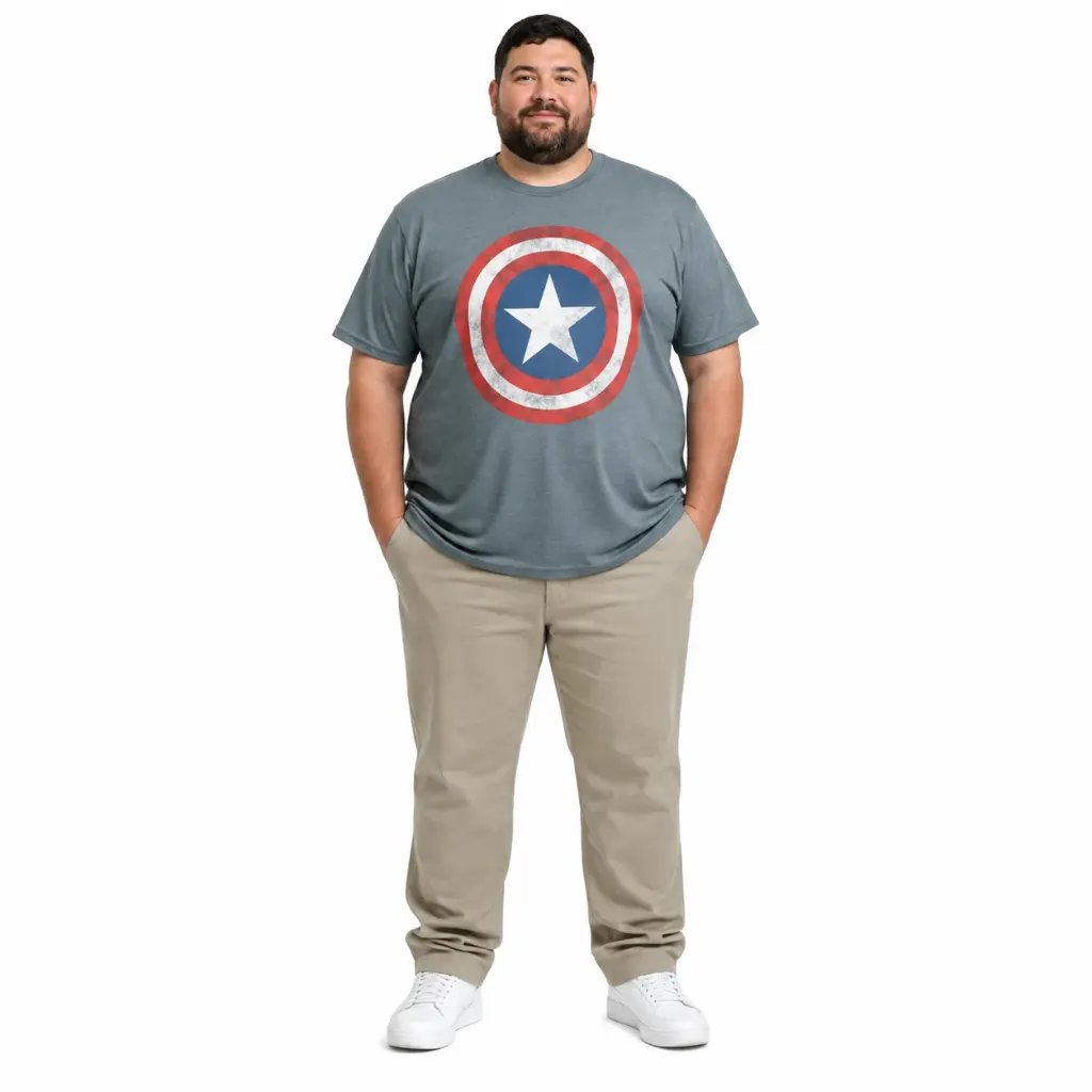 Playera Gráfica Logo Capitán América  - Tallas Grandes (3XL)