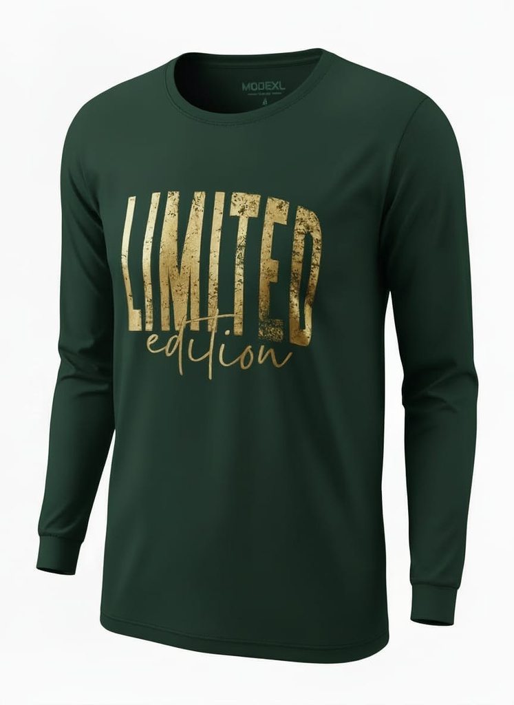 Playera Manga Larga Gráfico Limited Edition Mode XL - Tallas Grandes (Verde, 1XL)