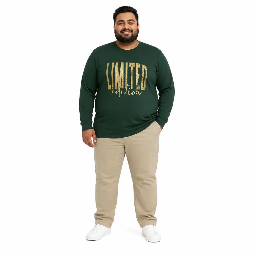 Playera Manga Larga Gráfico Limited Edition Mode XL - Tallas Grandes (Verde, 1XL)