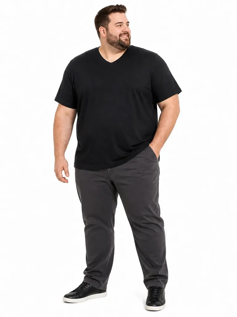 Playera Stretch Mode XL - Tallas Grandes (Negro)