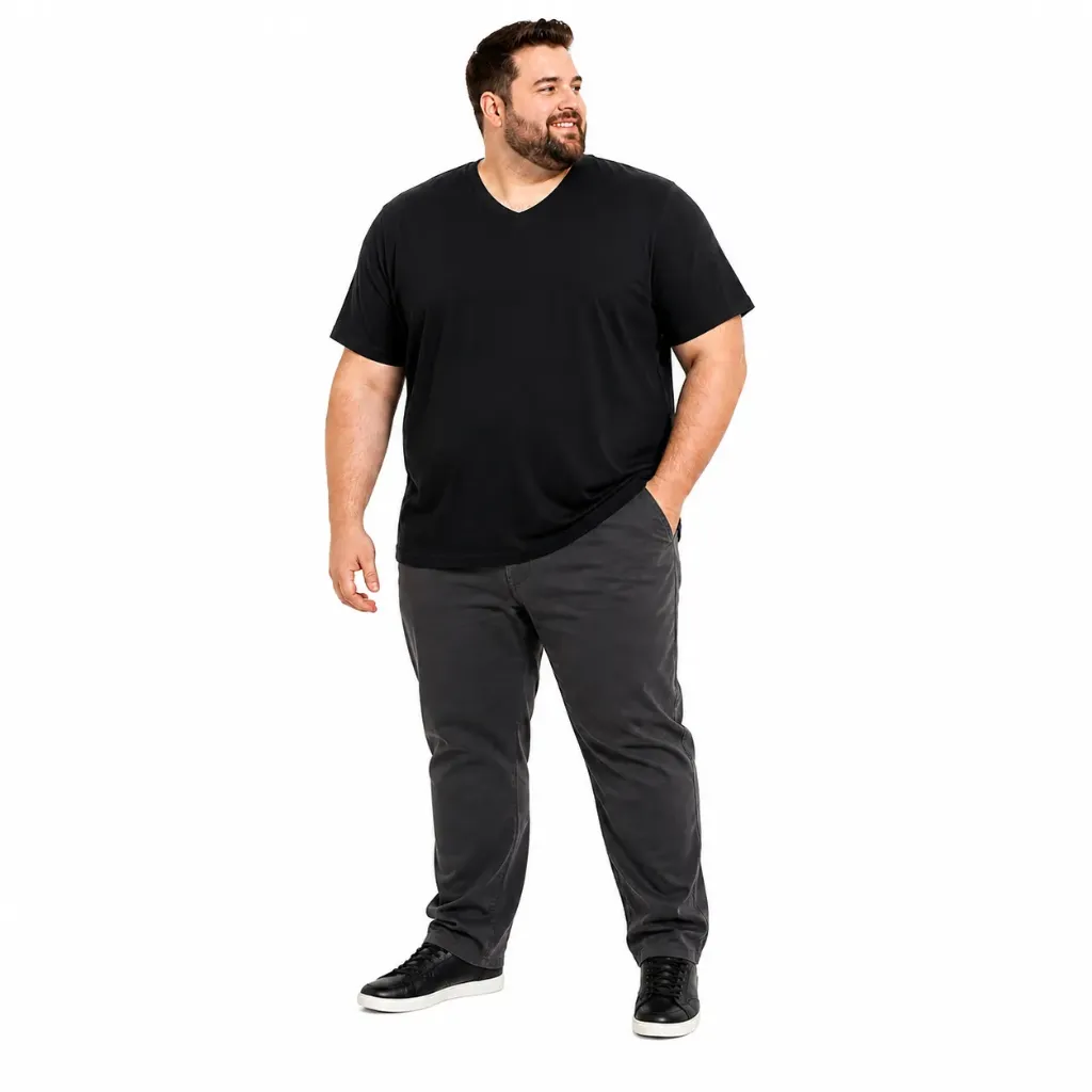 Playera Stretch Mode XL - Tallas Grandes (Negro)