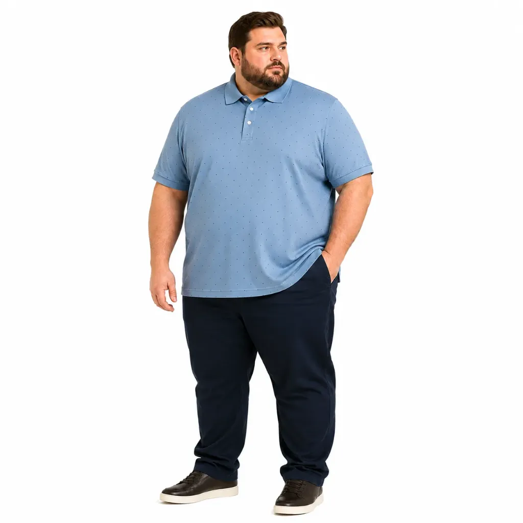 Polo Estampado Puntos Planet B - Tallas Grandes (Celeste, 4XL)