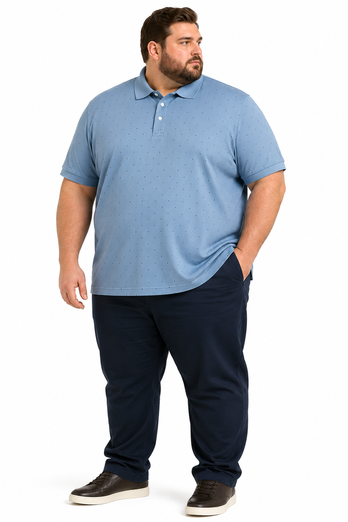Polo Estampado Puntos Planet B - Tallas Grandes (Celeste, 4XL)