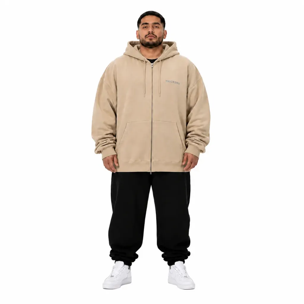 Sudadero Con Capucha Logo En Espalda Thickems - Tallas Grandes (Beige, 1XL)