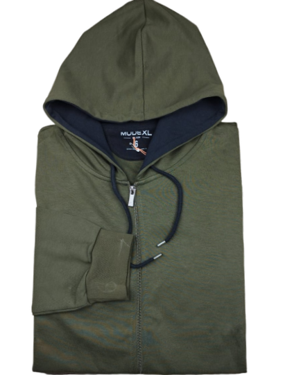 Sudadero Con Capucha y Zipper Completo Mode XL - Tallas Grandes (Verde, 2XL)