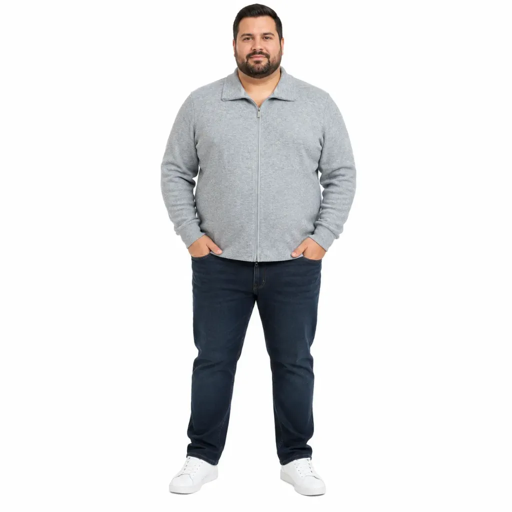 Suéter Con Zipper Mode XL - Tallas Grandes (Gris, 4XL)