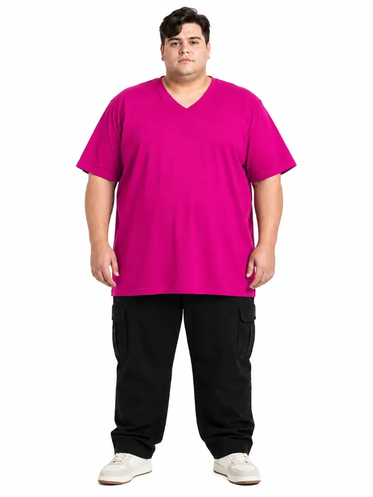 Playera Cuello en V Stretch Mode XL - Tallas Grandes - 20150 (Rosado, 2XL)