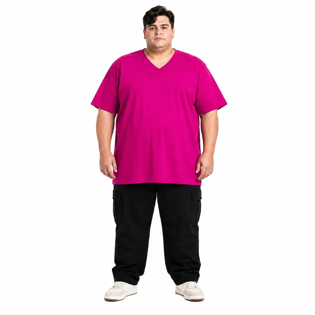 Playera Cuello en V Stretch Mode XL - Tallas Grandes - 20150 (Rosado, 2XL)